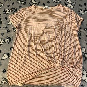 Knotted red-stripe T-shirt